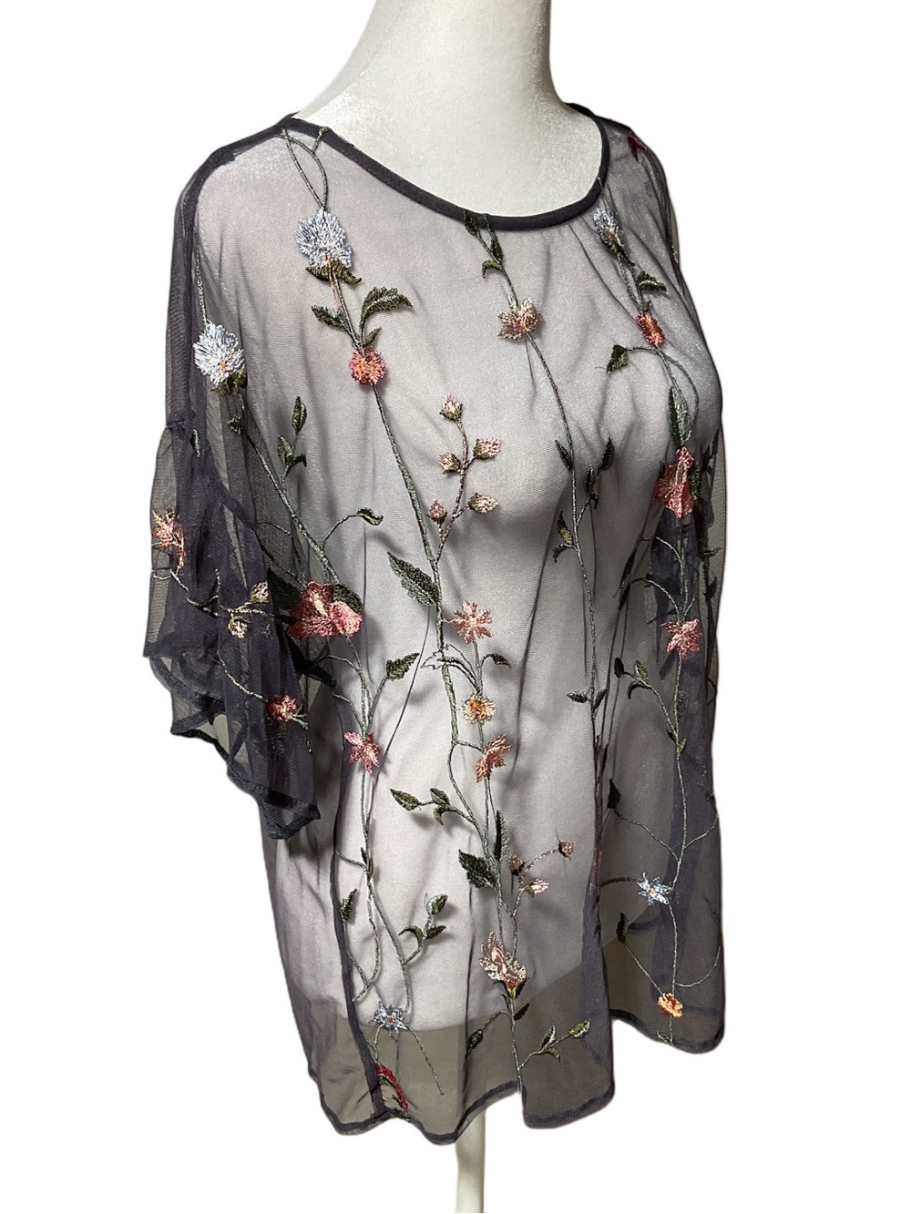 Lucky Brand Sheer Embroidered Blouse - Picture 5 of 11